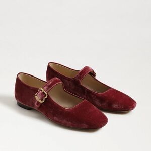 Sam Edelman 8M Raspberry Mauve Velvet Michaela Mary Jane Flat Shoes Slip On